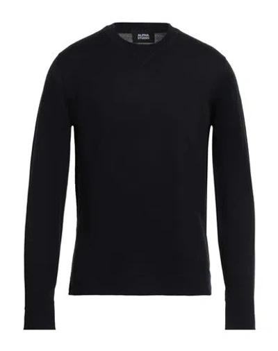 Alpha Studio Man Sweater Midnight Blue Size 44 Merino Wool
