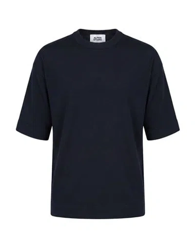 Alpha Studio Man Sweater Midnight Blue Size 44 Merino Wool