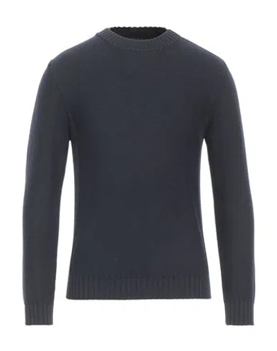 Alpha Studio Man Sweater Midnight Blue Size 44 Merino Wool In Blue