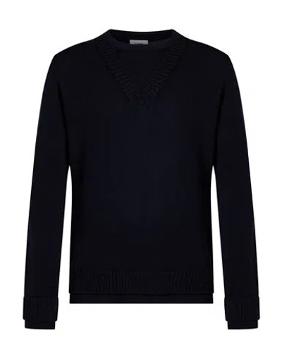 Alpha Studio Man Sweater Midnight Blue Size 44 Merino Wool In Black