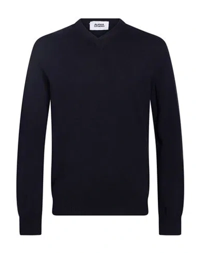 Alpha Studio Man Sweater Midnight Blue Size 44 Wool