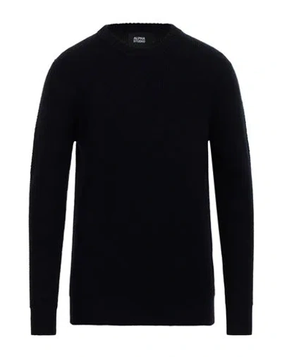 Alpha Studio Man Sweater Navy Blue Size 42 Wool