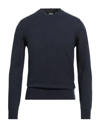 Alpha Studio Man Sweater Midnight Blue Size 44 Wool