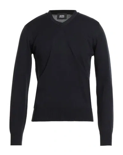 ALPHA STUDIO ALPHA STUDIO MAN SWEATER MIDNIGHT BLUE SIZE 46 MERINO WOOL