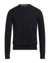 Alpha Studio Man Sweater Midnight Blue Size 44 Merino Wool In Black