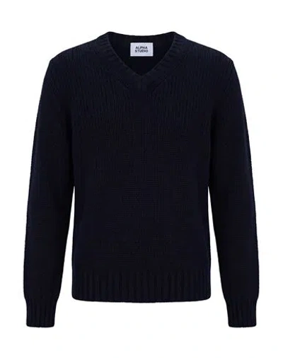 Alpha Studio Man Sweater Midnight Blue Size 46 Wool, Polyamide, Alpaca Wool