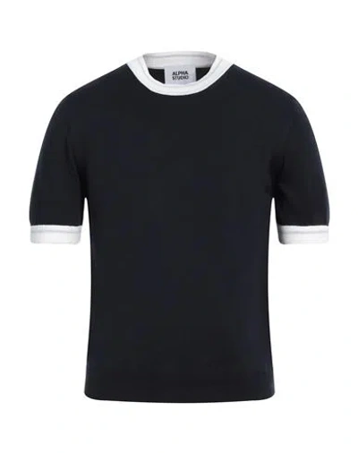 Alpha Studio Man Sweater Midnight Blue Size 48 Cotton