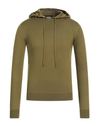 Alpha Studio Man Sweater Military Green Size 36 Merino Wool