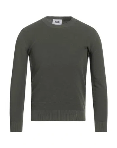 Alpha Studio Man Sweater Military Green Size 38 Cotton, Polyester