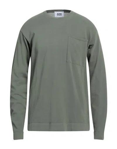 Alpha Studio Man Sweater Military Green Size 40 Cotton, Polyamide