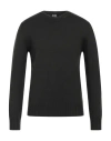 Alpha Studio Man Sweater Military Green Size 40 Merino Wool In Black