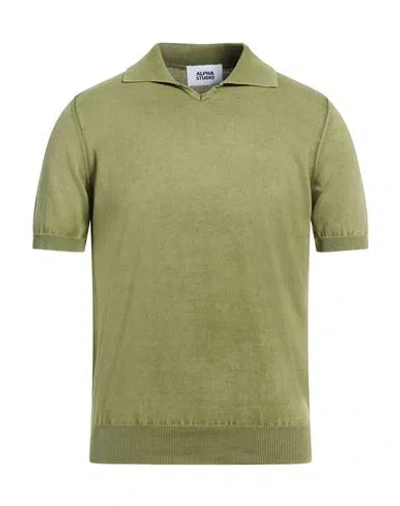 Alpha Studio Man Sweater Military Green Size 42 Cotton