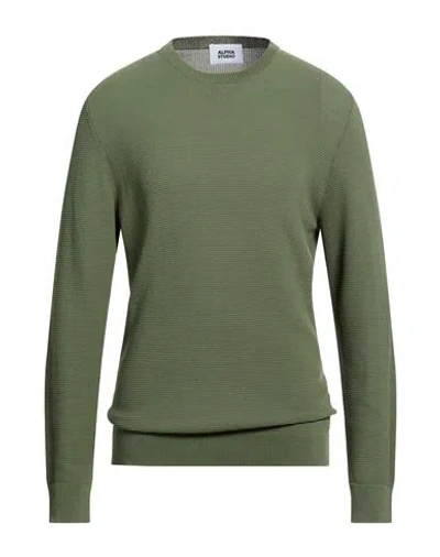 Alpha Studio Man Sweater Military Green Size 42 Cotton, Polyamide