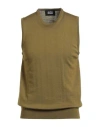 Alpha Studio Man Sweater Military Green Size 42 Merino Wool In Green