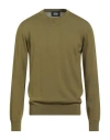 Alpha Studio Man Sweater Military Green Size 44 Merino Wool In Green