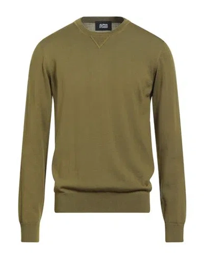 ALPHA STUDIO ALPHA STUDIO MAN SWEATER MILITARY GREEN SIZE 42 MERINO WOOL