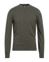 Alpha Studio Man Sweater Military Green Size 42 Wool In Green