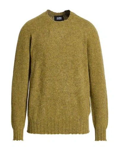 Alpha Studio Man Sweater Military Green Size 42 Wool