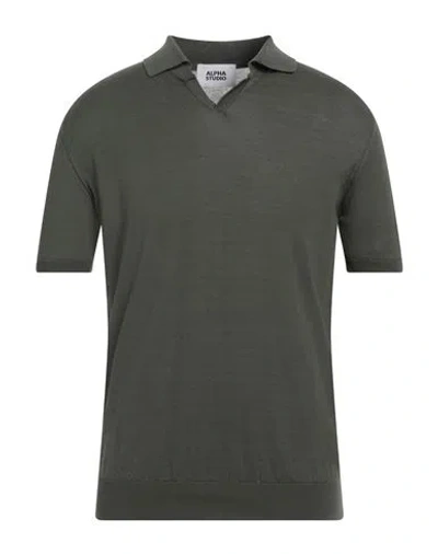 Alpha Studio Man Sweater Military Green Size 44 Cotton