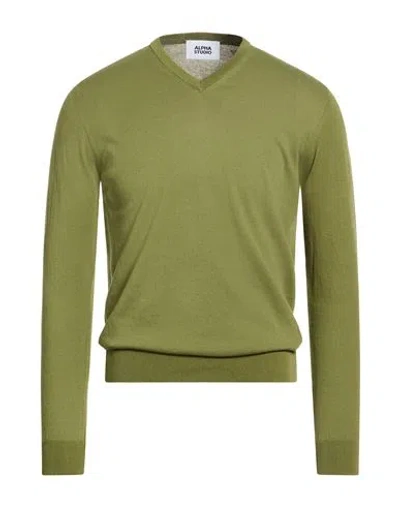 Alpha Studio Man Sweater Military Green Size 44 Cotton