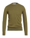 Alpha Studio Man Sweater Military Green Size 44 Merino Wool In Green