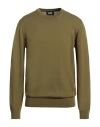Alpha Studio Man Sweater Military Green Size 44 Merino Wool In Green