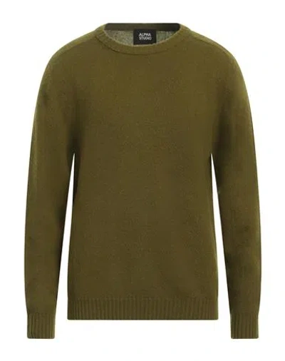 Alpha Studio Man Sweater Military Green Size 44 Wool