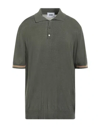 Alpha Studio Man Sweater Military Green Size 46 Linen, Cotton