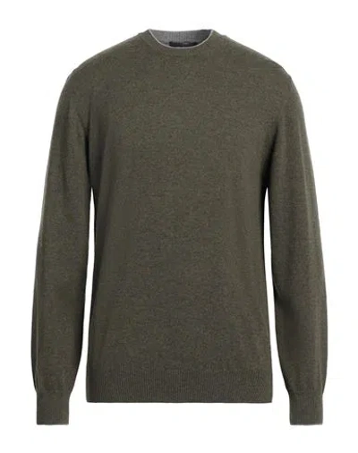 Alpha Studio Man Sweater Military Green Size 46 Wool In Green