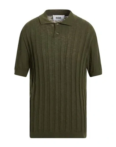 Alpha Studio Man Sweater Military Green Size 48 Cotton