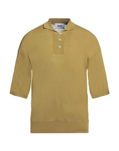 Alpha Studio Man Sweater Mustard Size 36 Linen, Cotton In Yellow