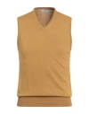 Alpha Studio Man Sweater Mustard Size 40 Cotton In Brown