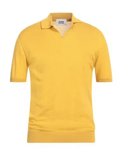 Alpha Studio Man Sweater Mustard Size 44 Cotton In Yellow