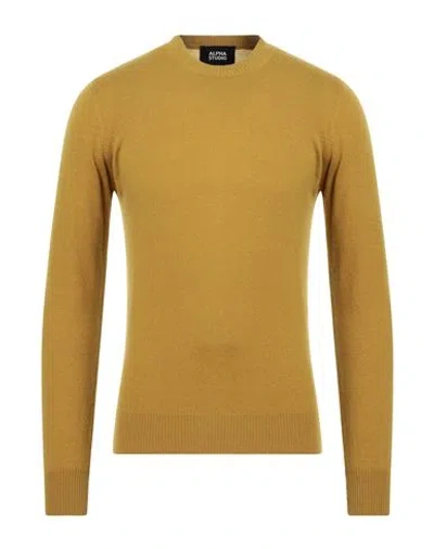 Alpha Studio Man Sweater Ocher Size 42 Wool In Yellow
