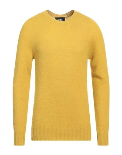 Alpha Studio Man Sweater Mustard Size 44 Wool In Yellow
