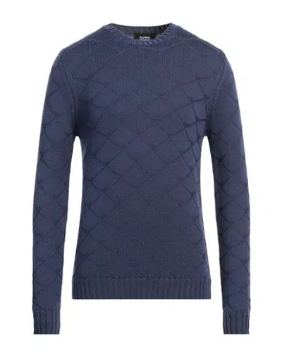 Alpha Studio Man Sweater Navy Blue Size 44 Merino Wool