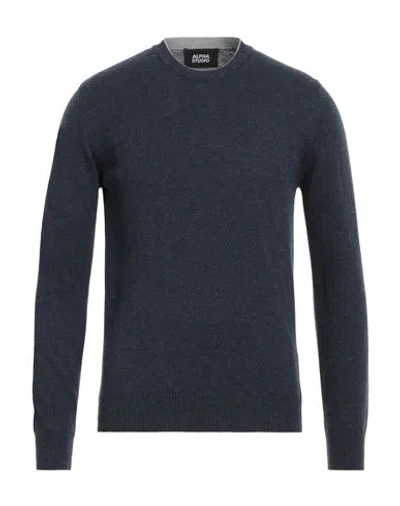 Alpha Studio Man Sweater Navy Blue Size 40 Geelong Wool