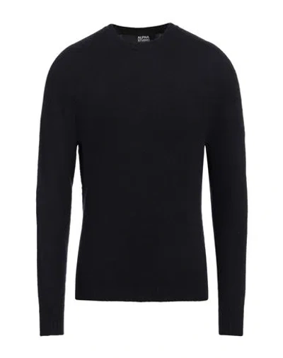 Alpha Studio Man Sweater Navy Blue Size 48 Wool In Navy Blue