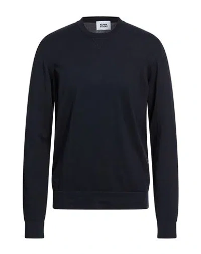 Alpha Studio Man Sweater Navy Size 38 Cotton In Blue