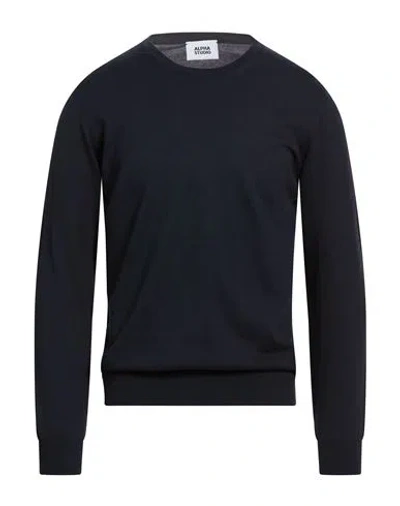 Alpha Studio Man Sweater Navy Size 40 Cotton In Blue
