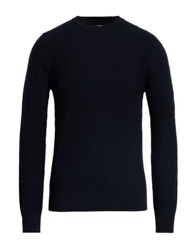 Alpha Studio Man Sweater Navy Size 40 Wool In Blue