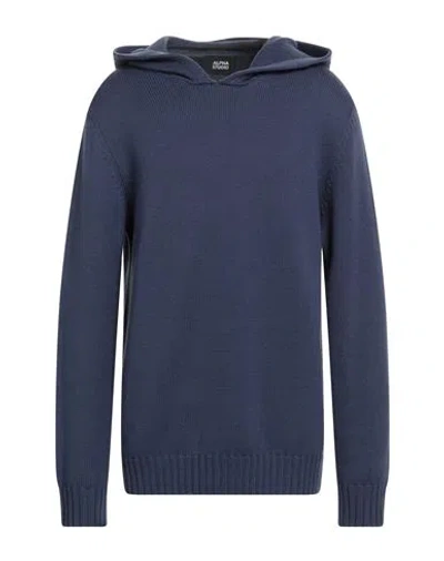 Alpha Studio Man Sweater Navy Size 44 Merino Wool In Blue