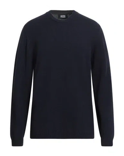 Alpha Studio Man Sweater Navy Size 44 Recycled Wool, Wool, Recycled Polyamide, Polyamide, Elastane In Blue