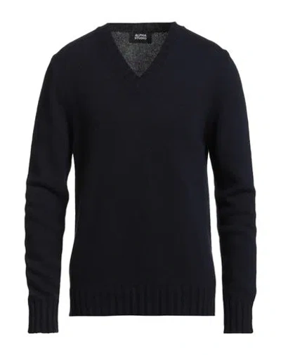 Alpha Studio Man Sweater Navy Size 44 Wool, Viscose, Polyamide, Cashmere