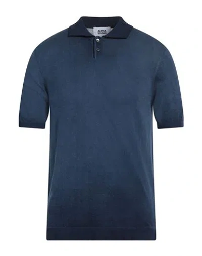 Alpha Studio Man Sweater Navy Blue Size 40 Cotton