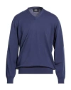 Alpha Studio Man Sweater Navy Size 46 Merino Wool In Blue
