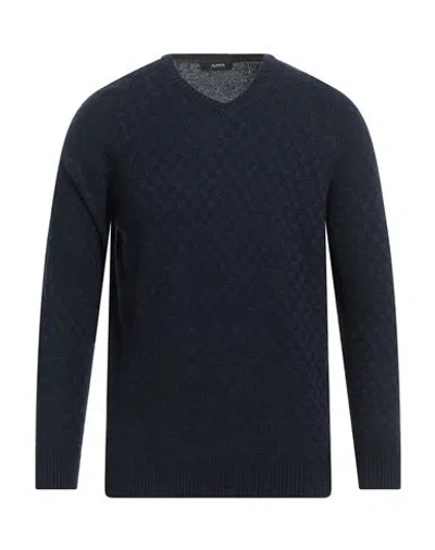 Alpha Studio Man Sweater Navy Size L Viscose, Nylon, Wool, Cashmere, Polyester In Navy Blue