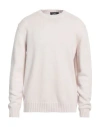Alpha Studio Man Sweater Cream Size 46 Merino Wool In Off White