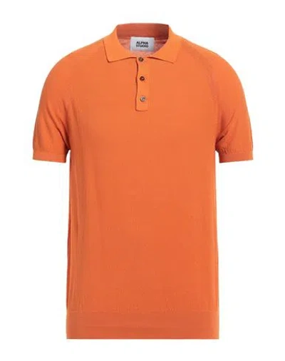 Alpha Studio Man Sweater Orange Size 38 Cotton In Mandarin