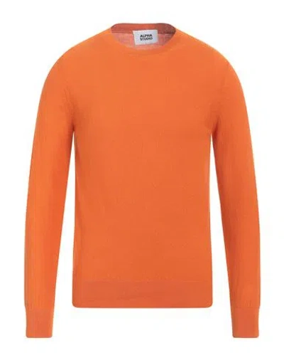 Alpha Studio Man Sweater Orange Size 38 Cotton In Orange